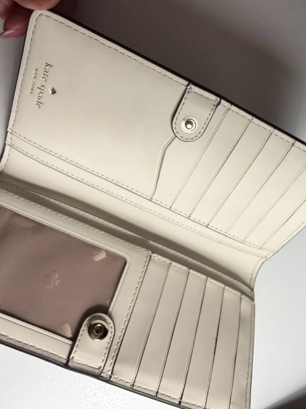 Kate Spade New York Cream Ivory Leather Continental Wallet – Zip Pocket & Card S - Picture 4 of 6